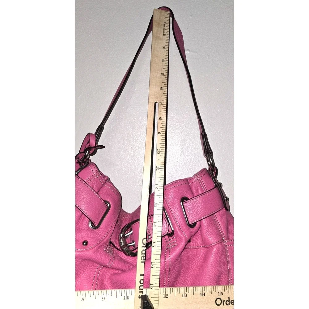 Tignanello‎ Statement Med Hobo Bag Shoulder Purse Buckle Pink Pebble Leather Exc